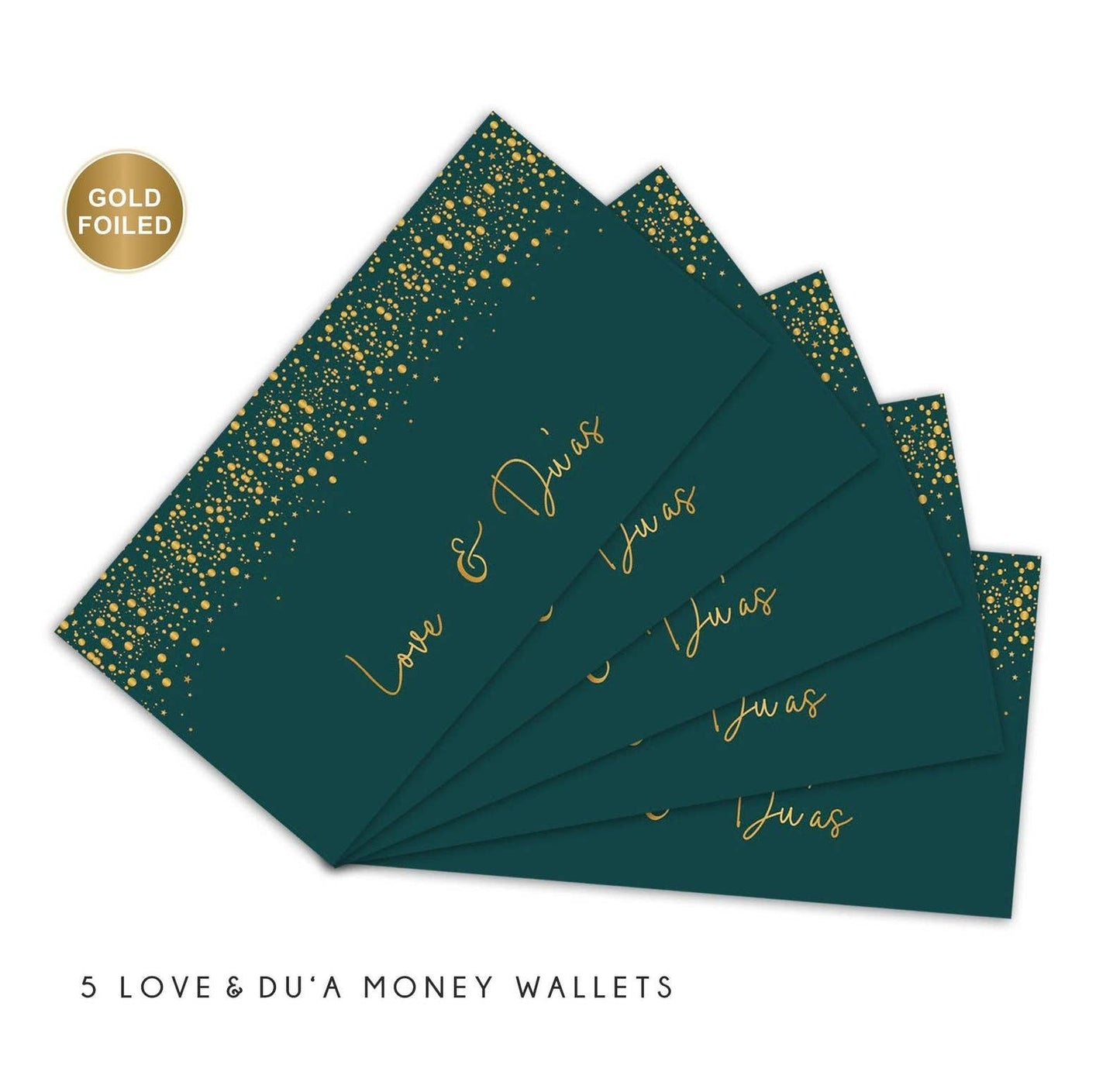 Love & Du'as kuverter til pengegaver - 5 stk. - Deep Green