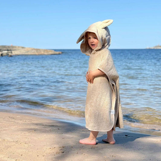 Badeponcho i Økologisk bomuldsfrotté 60x60 cm - Sand
