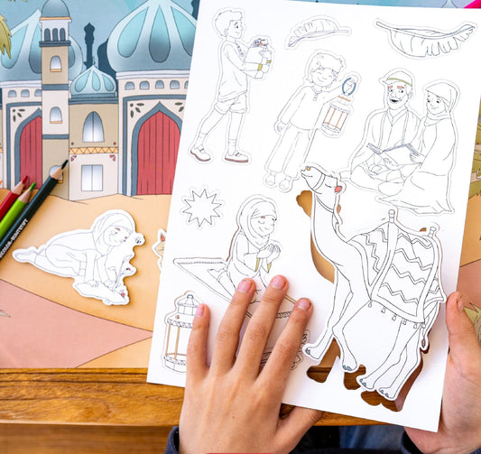 Kreativitetsæske - Ramadan - 8 Scenekort, Figurer & 24 Farver – Alt-i-ét sæt