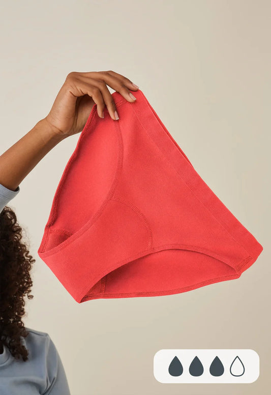 ImseVimse - Økologiske Teenager menstruationstrusser - Bikini - medium flow - rød