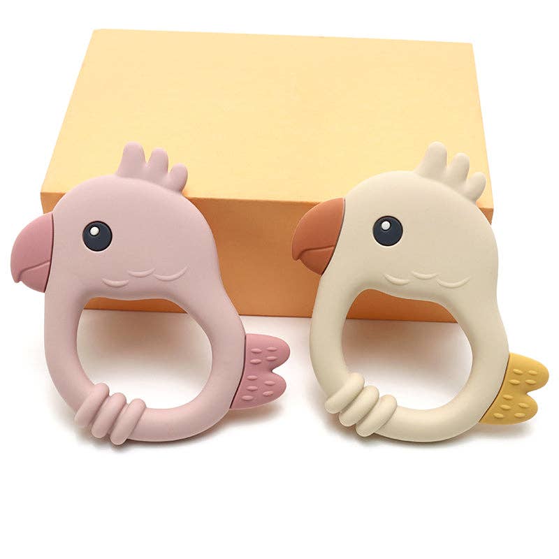 Silicone Bidering Papegøje - Soft Pink