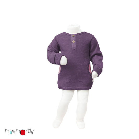 ManyMonths - Henley Bluse med knapper i merino uldrib