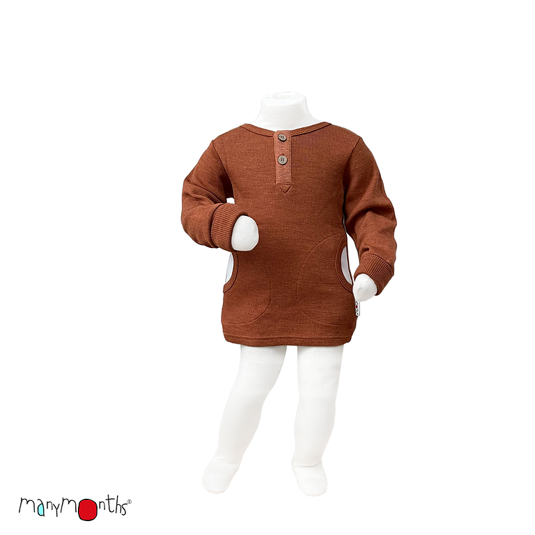 ManyMonths - Henley Bluse med knapper i merino uldrib