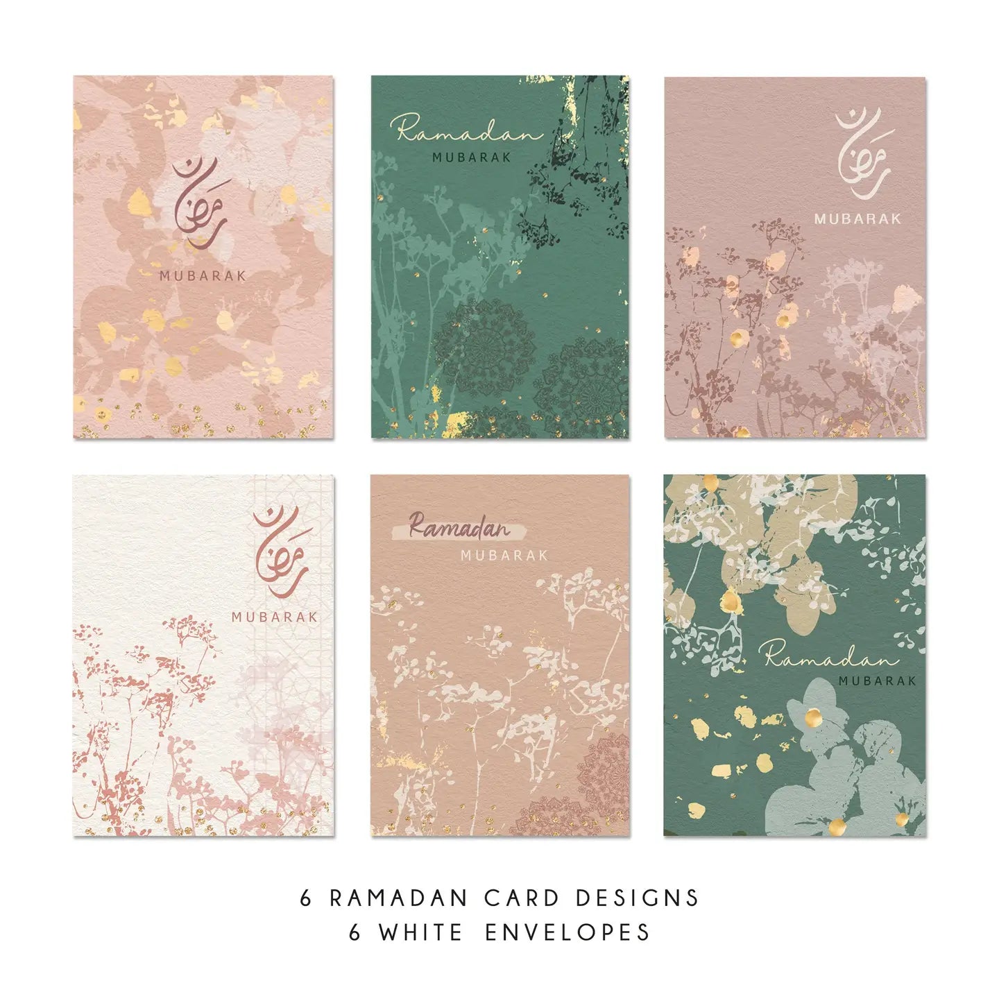 Ramadan Mubarak Kort - Boho - 6 stk.