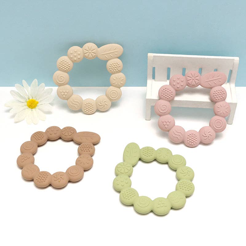 Silicone Bidering Blad tekstur - Soft pink