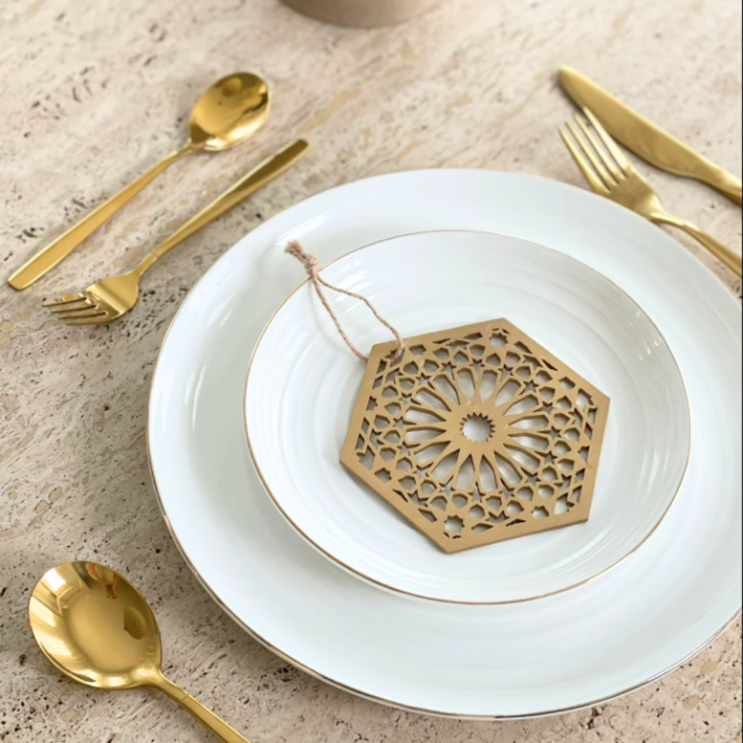 Ramadan ophæng - Geometrisk form (4-pak) - Guld