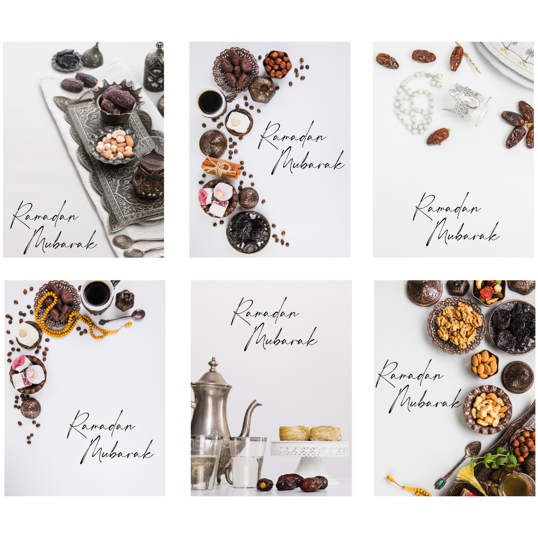 Ramadan Mubarak kort - Dadler - 6 stk.