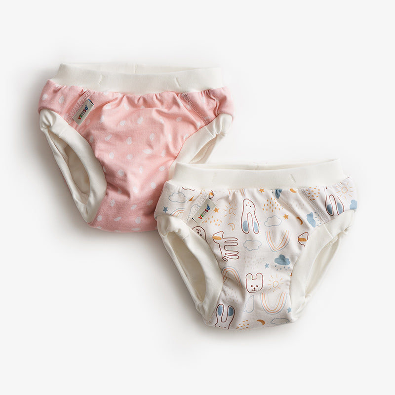 ImseVimse - Vandtætte underbukser (Trainingpants) - Pink Dots/White Teddy - 2 stk