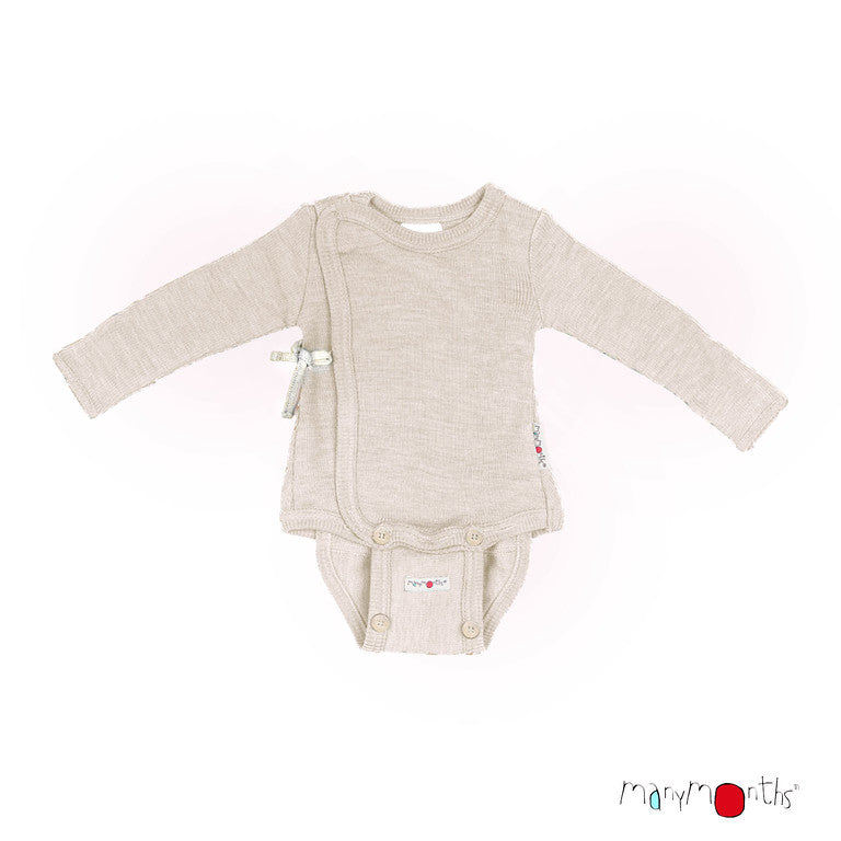 ManyMonths - Body i merinould med kimono-luk og lange ærmer