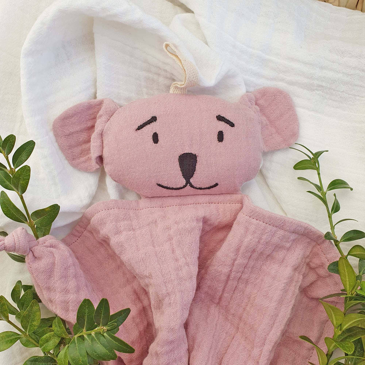 Nusseklud Koala - Bomuldsmusselin 40x30 cm - Pale Mauve
