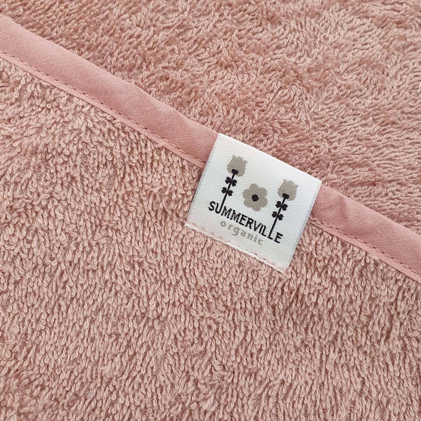 Babyhåndklæde i økologisk bomuld med hætte og kaninører - Pale Mauve