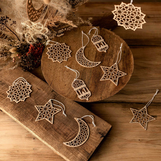 Ramadan ophæng i træ - 12-pak - Natur