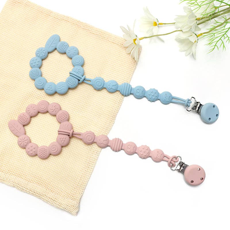 Silicone Bidering Blad tekstur - Soft pink