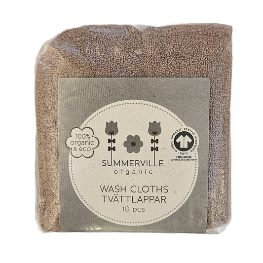 Vaskeklude i økologisk bomuld - 10 stk - Warm Taupe