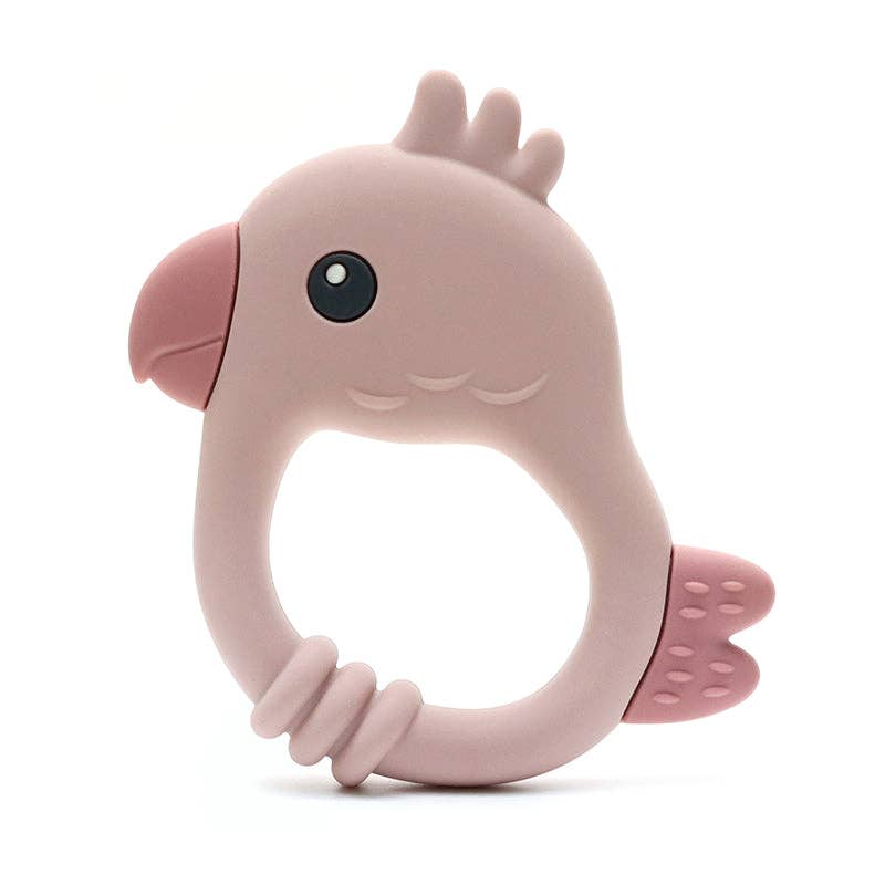 Silicone Bidering Papegøje - Soft Pink