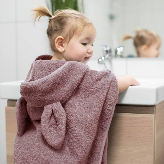 Badeponcho i Økologisk bomuldsfrotté 60x60 cm - Pale Mauve