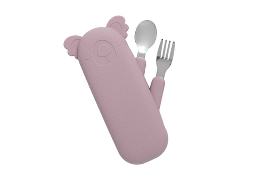 Zoe the Koala Børnebestik med etui - Dusty Mauve