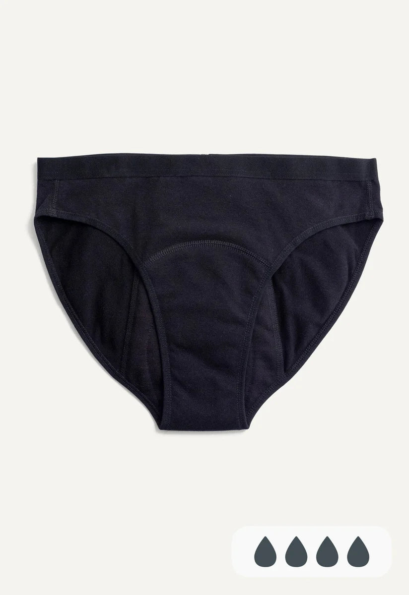 ImseVimse - Økologiske Teenager menstruationstrusser - Bikini - heavy flow - sort