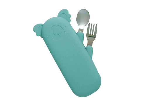 Zoe the Koala Børnebestik med etui - Sea Green