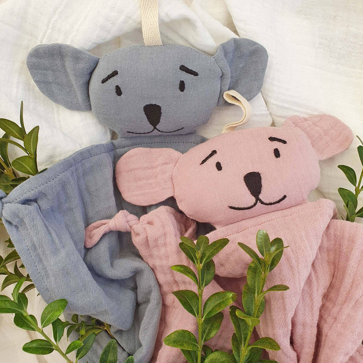 Nusseklud Koala - Bomuldsmusselin 40x30 cm - Pale Mauve