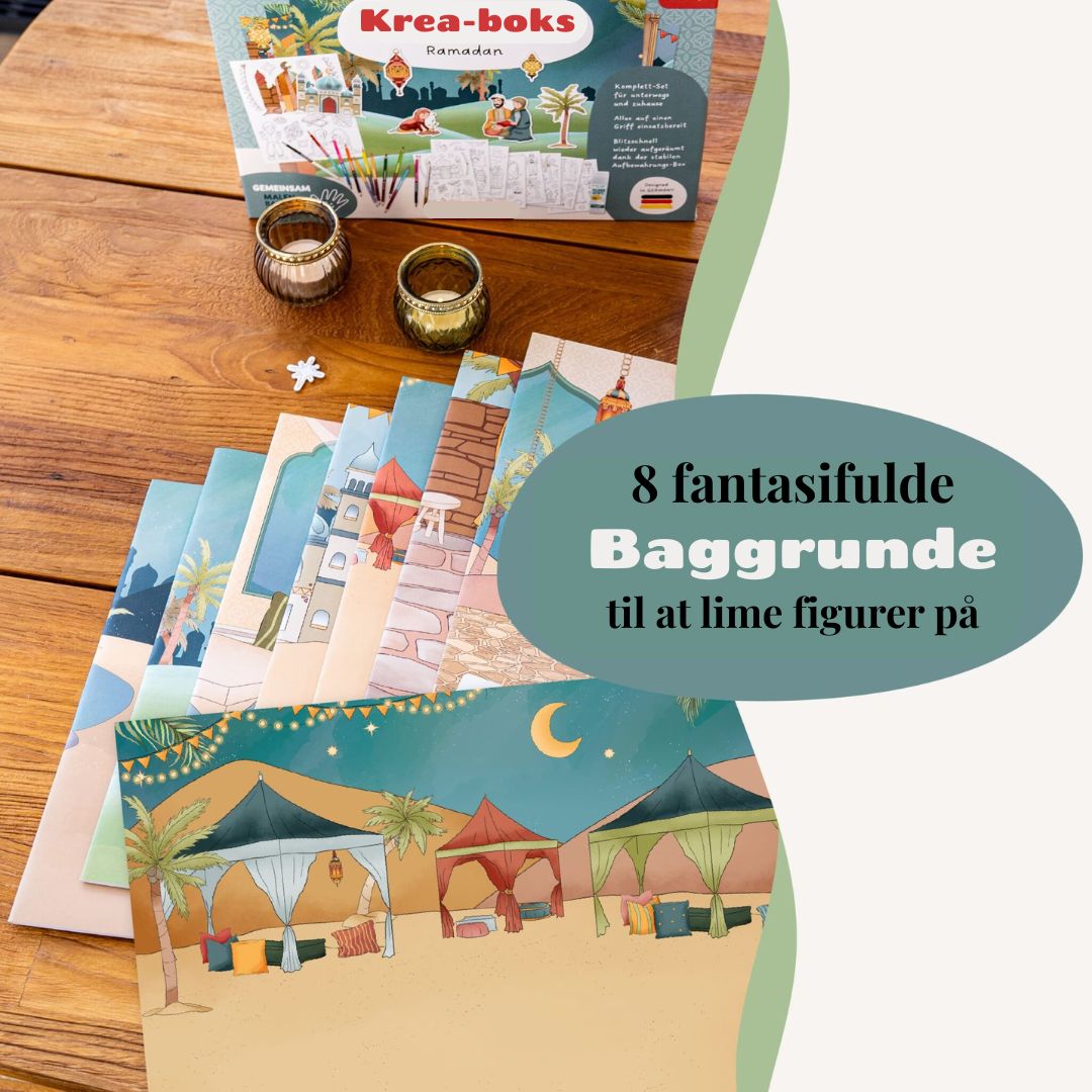Kreativitetsæske - Ramadan - 8 Scenekort, Figurer & 24 Farver – Alt-i-ét sæt