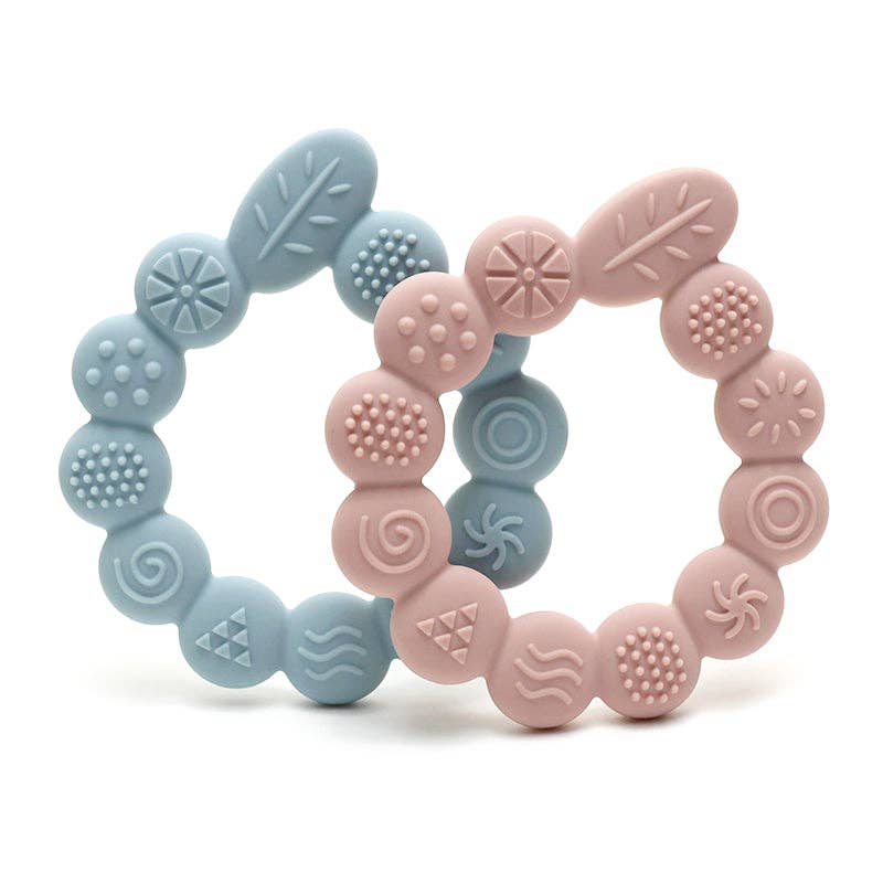 Silicone Bidering Blad tekstur - Soft pink