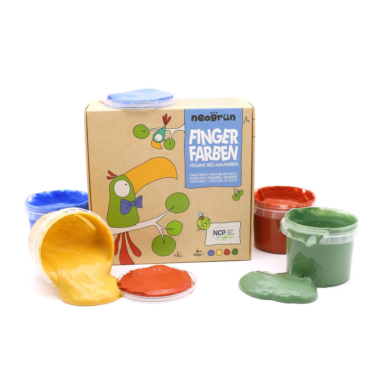 Fingermaling - 4 stk - Økologisk - Aki - Basisfarver