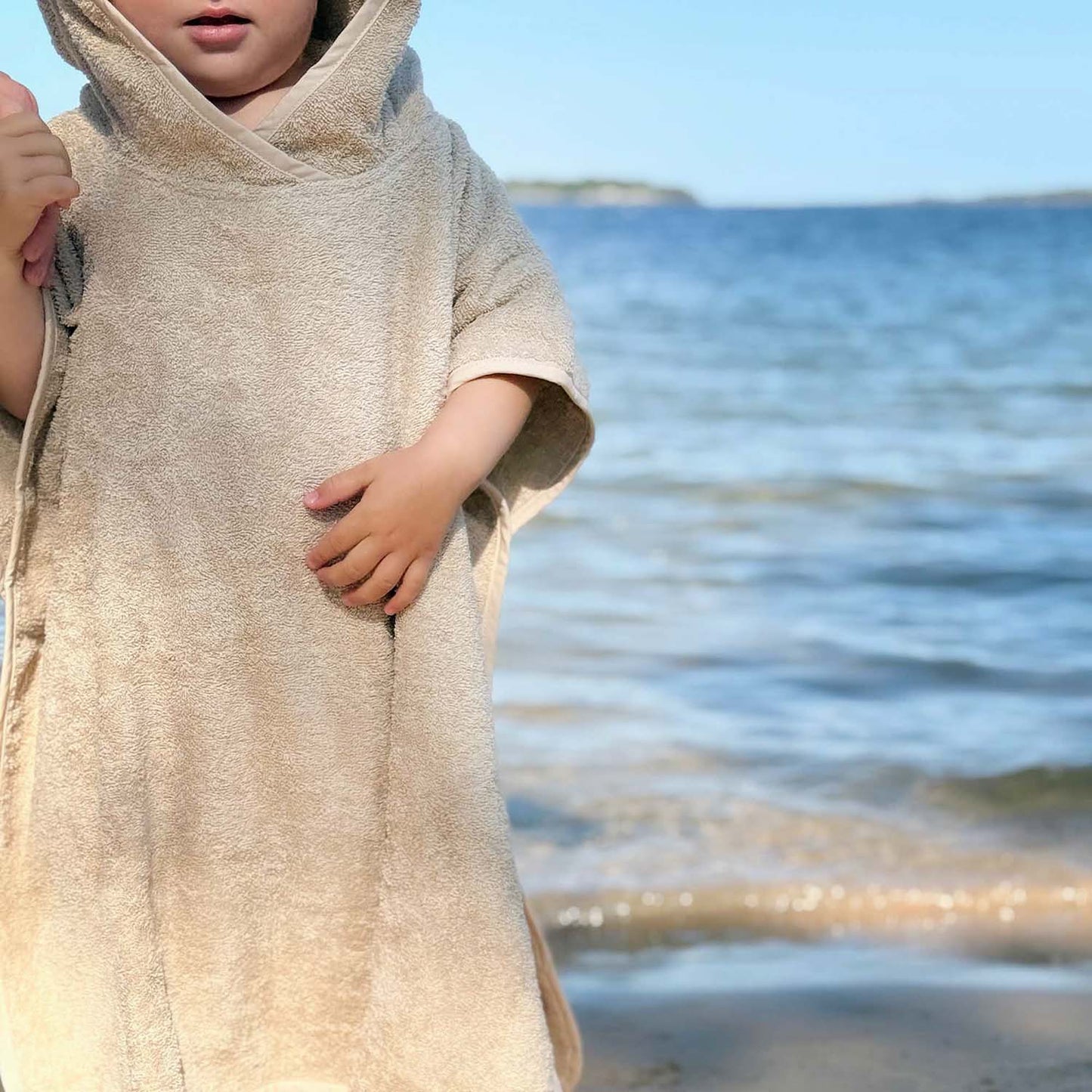 Badeponcho i Økologisk bomuldsfrotté 60x60 cm - Sand