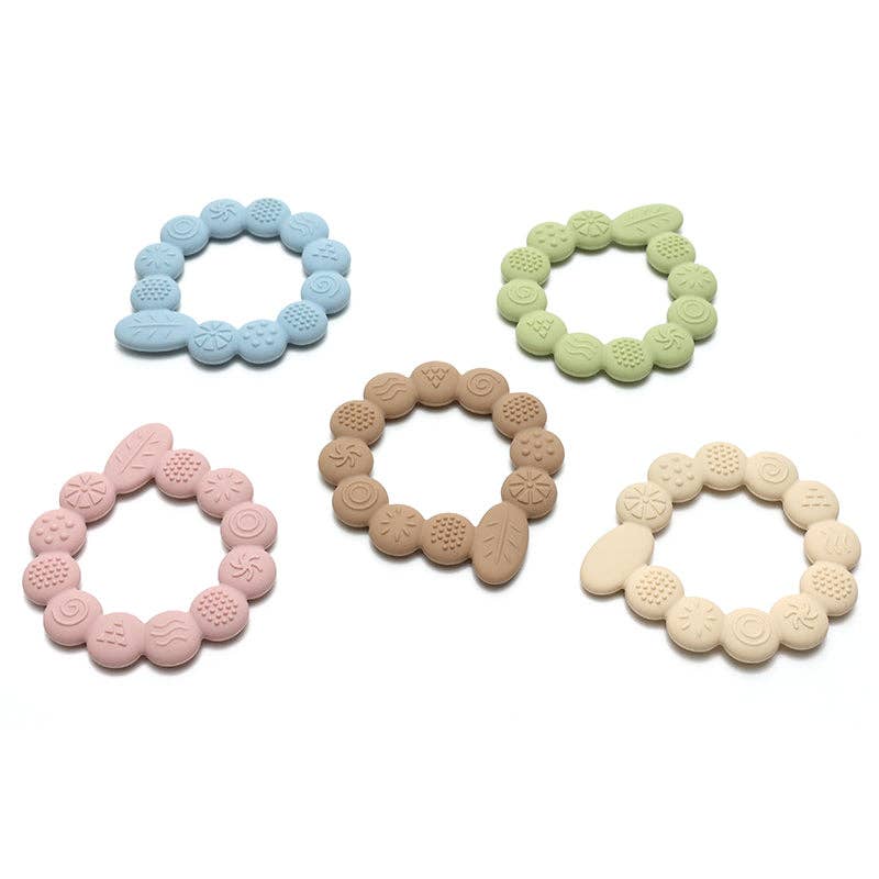 Silicone Bidering Blad tekstur - Soft pink