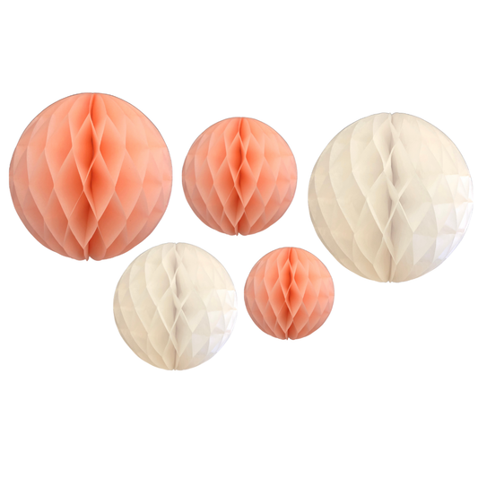 Rund Honeycomb (5-pak) - Blush & Hvid