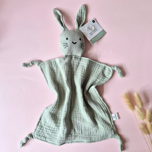 Nusseklud Kanin – Bomuldsmusselin 30x30 cm - Soft Green