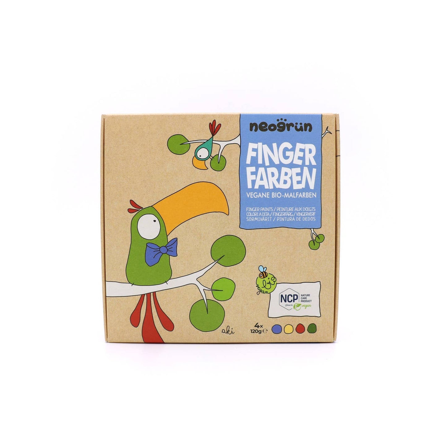 Fingermaling - 4 stk - Økologisk - Aki - Basisfarver