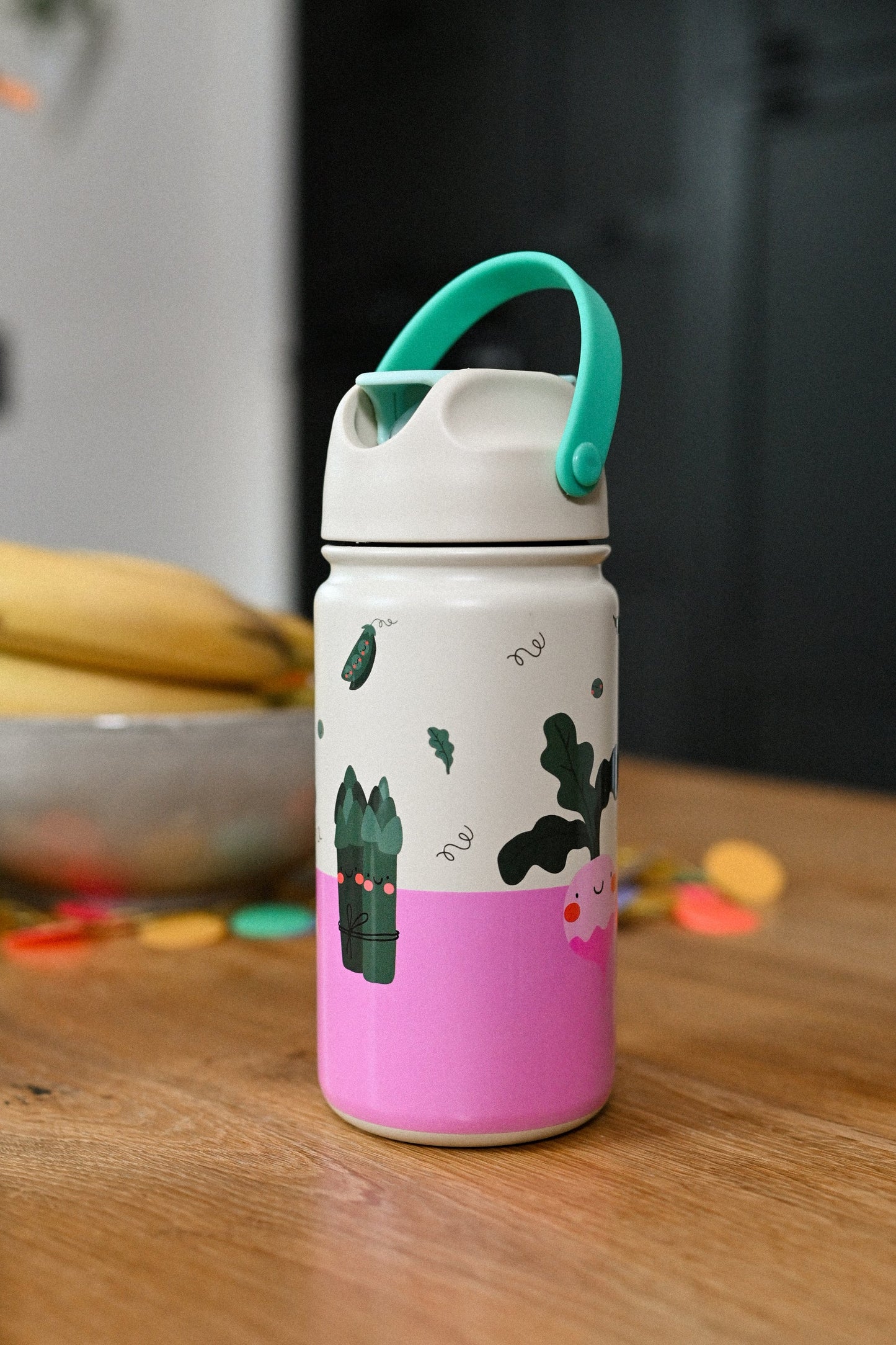 Termo drikkedunk i rustfrit stål med sugerør til børn - 420 ml - Veggie Pals