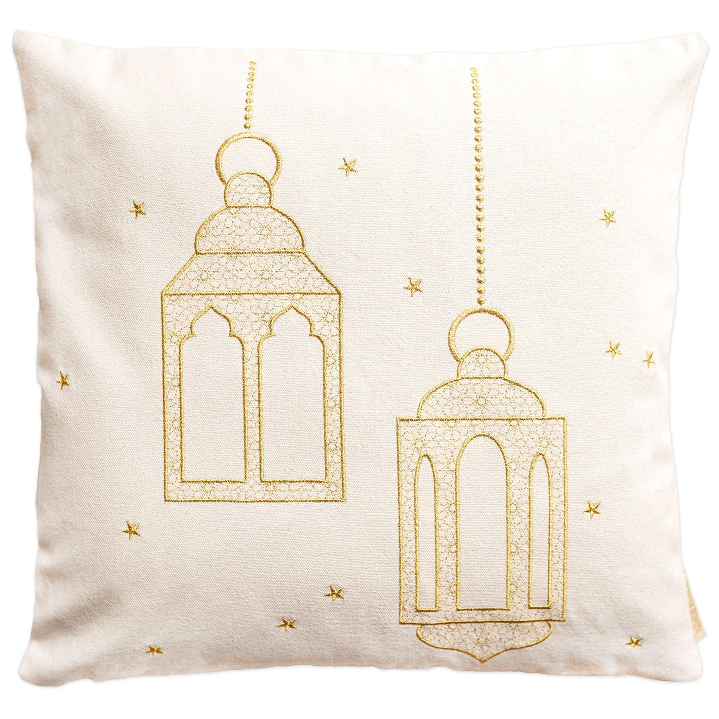 Ramadan Pudebetræk - broderet med gyldne Lanterner - 40 x40 cm
