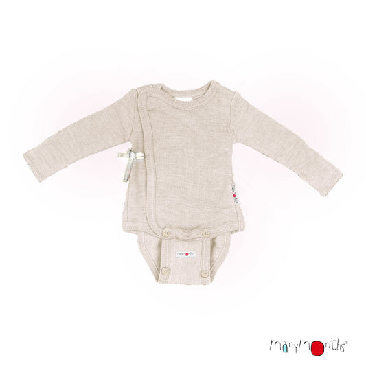 ManyMonths - Body i merinould med kimono-luk og lange ærmer